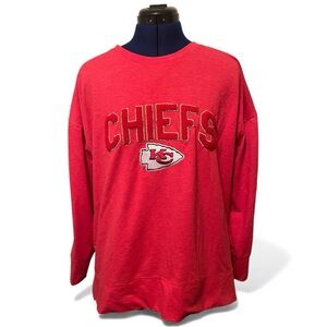 NFL Kansas City Chiefs Red Crew Neck Sweatshirt Embroidered Logo 🏈 | Size L